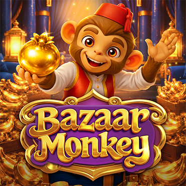 Bazaar Monkey slot by Endorphina featuring the monkey character holding a glowing golden fruit
