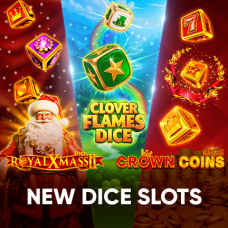 Endorphina dice slot games Clover Flames Dice, Crown Coins Dice and Royal Xmass 2 Dice displayed together