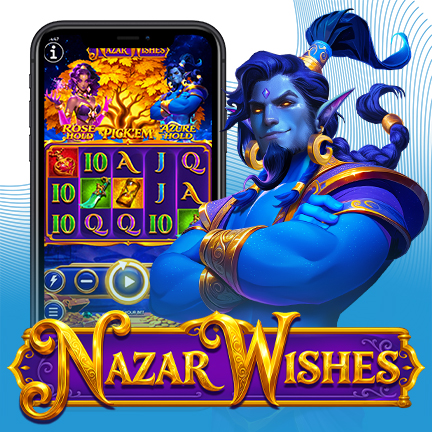 Nazar Wishes new slot game by Endorphina featuring genie characters and Arabian fantasy theme.
