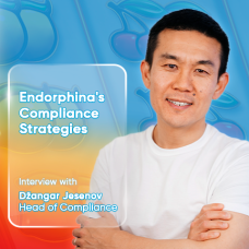 Portrait of Džangar Jesenov with text highlighting Endorphina’s compliance strategies and interview ahead of HIPTHER Prague Summit 2026