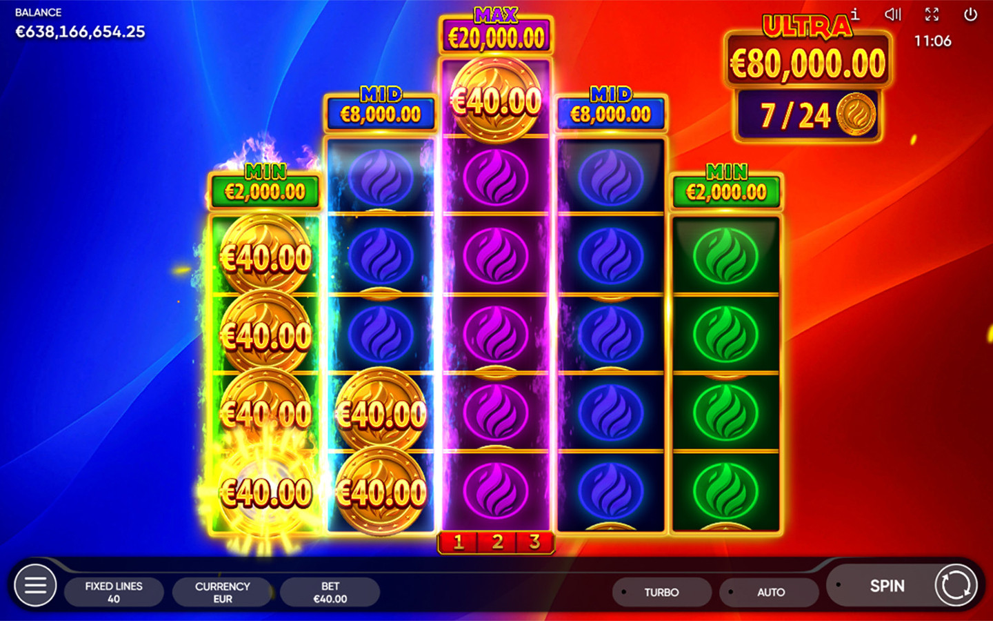 Burning Coins 40 by Endorphina | Play Demo Game