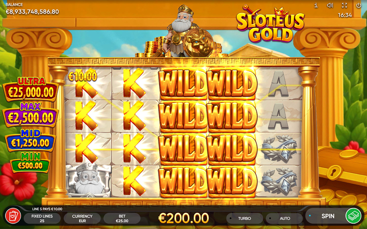 Play Sloteus Gold slot demo game at Endorphina
