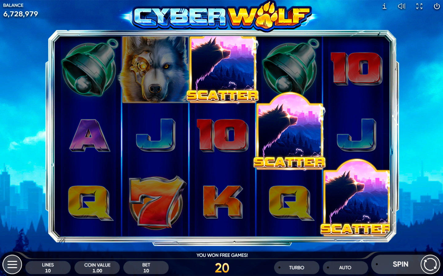 Play Cyber Wolf slot by top casino game developer!