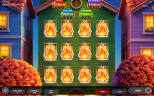 Lucky Stamps gameplay showing burning windows with red, purple, blue and green prize levels