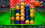 Football 2026 online slot Score Hold feature showing coin collection gameplay, jackpot prizes, football symbols, and Ultra, Max, Mid, and Min rewards in a stadium-themed slot game.