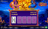 Nazar Wishes gamble feature screen showing current win €2,200 and card pick option to gamble for €4,400.