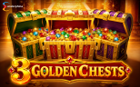3 Golden Chests slot game by Endorphina featuring three treasure chests filled with gold coins and colorful gemstones