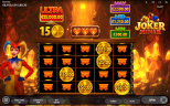 Joker Miner slot showing gold coins and orange mining carts against a glowing crystal cave background, with jackpot prizes displayed above.