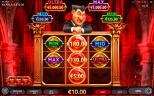 Monstroland slot gameplay by Endorphina showing the Crimson Hold and Win Bonus Game with Dracula, Collector symbols displaying cash prizes, and ULTRA, MAX, MID, and MIN Jackpots worth up to €5,000.