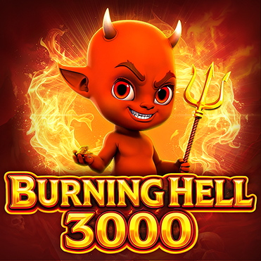 Burning Hell 3000 game logo with the red demon surrounded by flames on a fiery background.