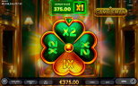 Gambleman slot bonus wheel showing a clover multiplier landing on x1 with €375 total win.