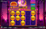 Nazar Wishes bonus screen showing coin values on the reels, jackpots on the side, and €1,220 total win displayed.