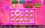 Jackpot bonus feature in Endorphina’s Sloth Game showing Min, Mid, Max and Ultra prizes on a pink bubble grid.