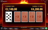 Burning Coins 20 Dice slot by Endorphina featuring the Risk Game with playing cards and a chance to double the current win