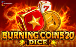 Burning Coins 20 Dice slot by Endorphina featuring fiery dice, golden coins and lucky 7 symbols