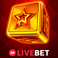 LiveBet review of Endorphina Crown Coins Dice slot featuring a glowing golden cube with a star symbol on a red background