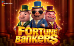 Fortune Bankers online slot game by Endorphina featuring lucky pig bankers, bonus features, Free Games, multipliers, and jackpot-winning potential.