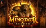Minotaur ReBurn promotional artwork showing an armored Minotaur emerging from a fiery ancient labyrinth behind the game title